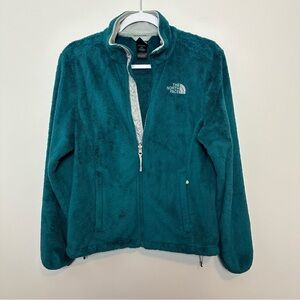 The North Face Fleece Jacket Zip Up Teal Blue Fuzzy Small